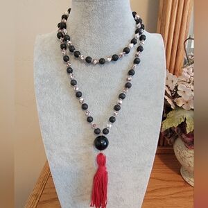 Lava Rock and Magnesite Necklace